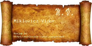 Miklovicz Vidor névjegykártya